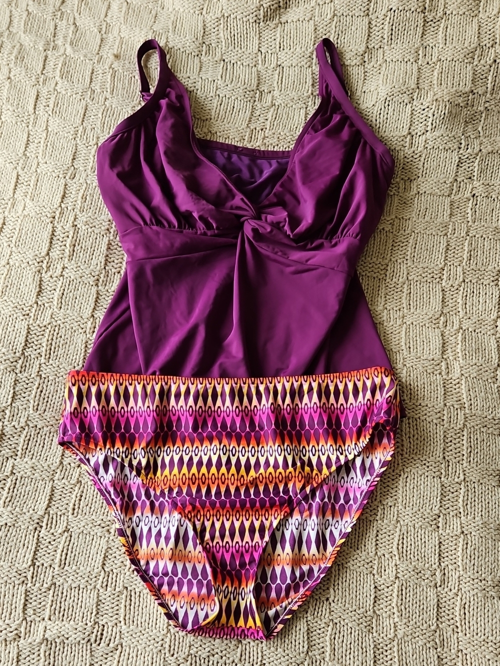 Women's Purple Twist-Front Two-Piece Swim Suit Set